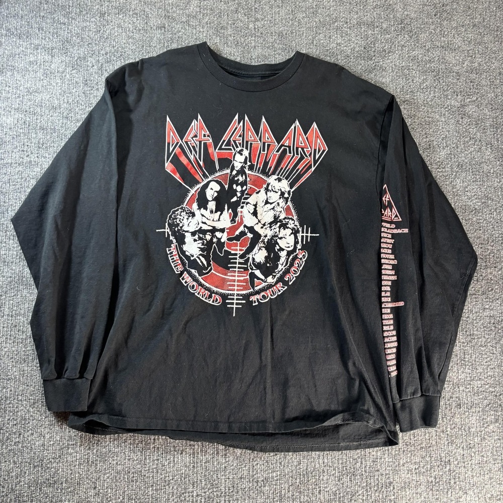 Def Leppard Shirt Mens Large Black World Tour 2023 Graphic Long Sleeve Tee